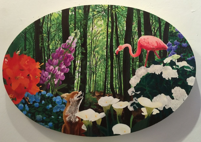Sarah McRobie  |College Fantasy 1 | oval on board | 58.5 x 39 cm | McAtamney Gallery and Deisgn Store | Geraldine NZ